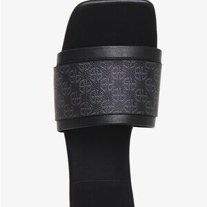 Anine Bing - Ria Slides in Black Monogram Print Size 38 New